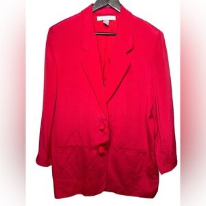 The Limited Red Blazer with Notched Lapel and Hip-Length Cut